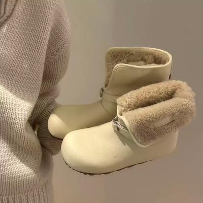 Зимняя новая модная кожаная уродливая милая двойная носка зимние сапоги женские бархатные теплые хлопковые сапоги