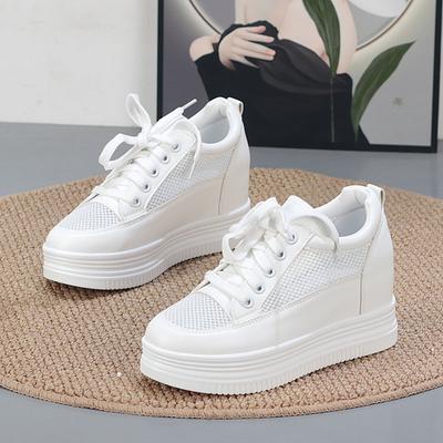 Мода 7 см Женские Белые Кроссовки Обувь на Платформе Женские Туфли-Лодочки Осенние Теннисные Туфли Летние Туфли на Каблуке Обувь с Увеличением Высоты