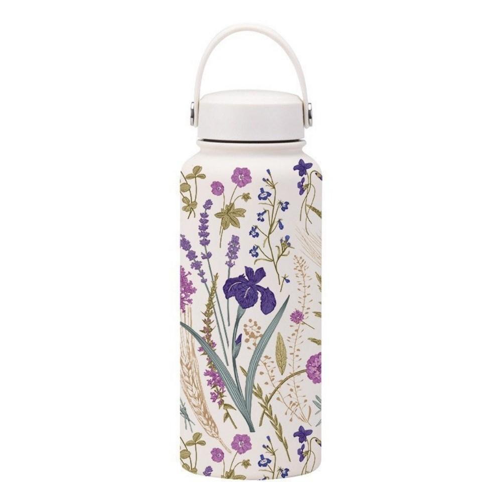 Creative Outdoor Insulated Mug 1L Floral Insulated Bottle Thermal Water Bottle Kitchen Supplies