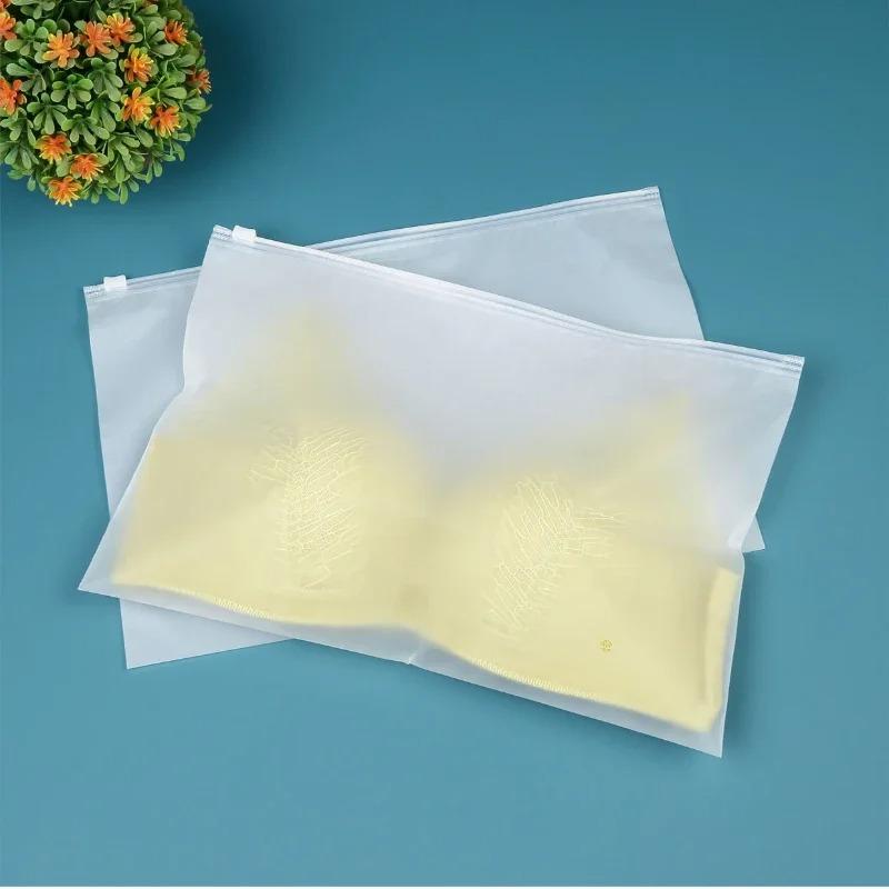 50pcs Frosted Cartilage Bag Horizontal Style CPE Thickening Plastic Zipper Packaging Bag Clothing Dustproof Storage Sealing Bag