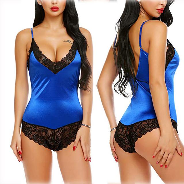 Sexy Lingerie Lace Women's Satin Silk Sleepwear Pajamas Lingerie Sexy Erotic Nightdress New Sexy Underwear Fashion