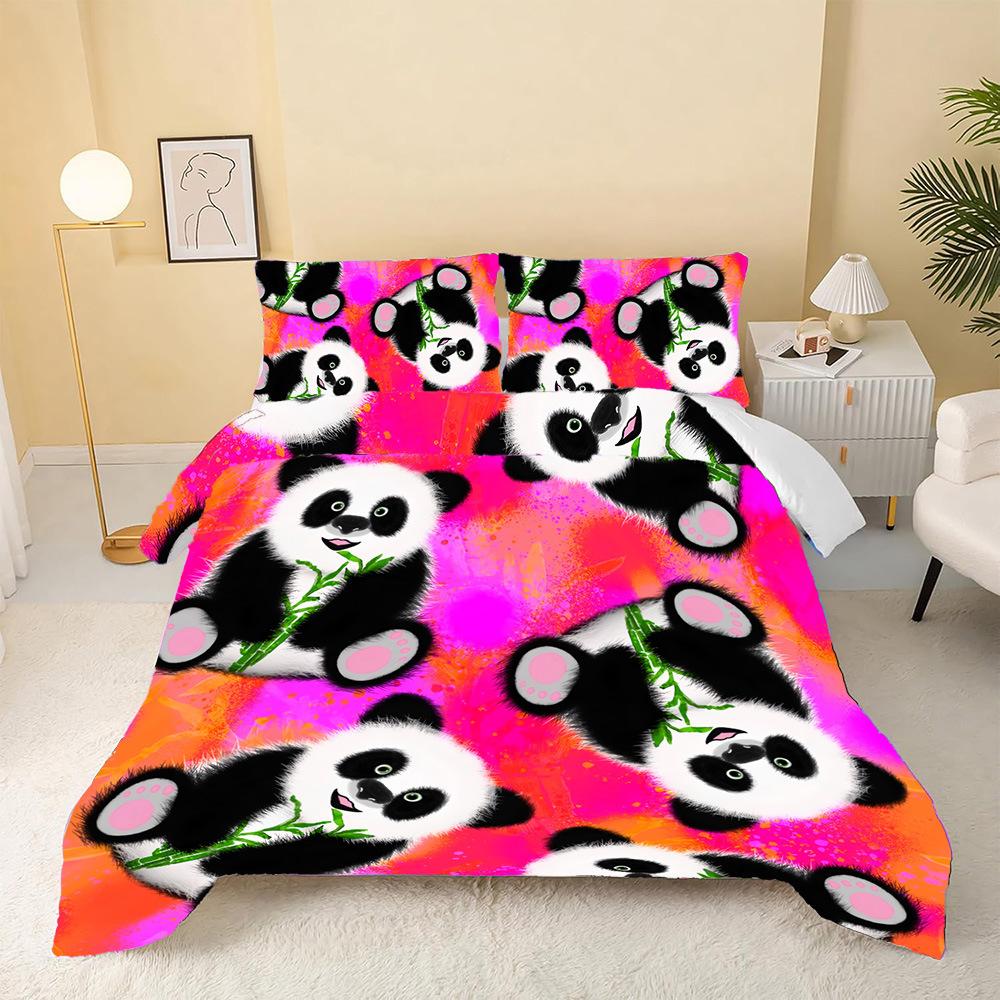 Cartoon Panda Three-Piece 3D Digital Printing Student Dormitory Quilt Cover Manufacturer