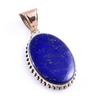 Natural Lapis Lazuli Gemstone 925 Sterling Silver Two Tone Pendant 1.8'' G5r42
