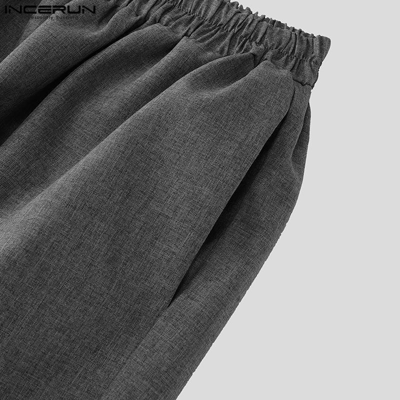 INCERUN Мужские повседневные свободные длинные мешковатые брюки с эластичной талией
