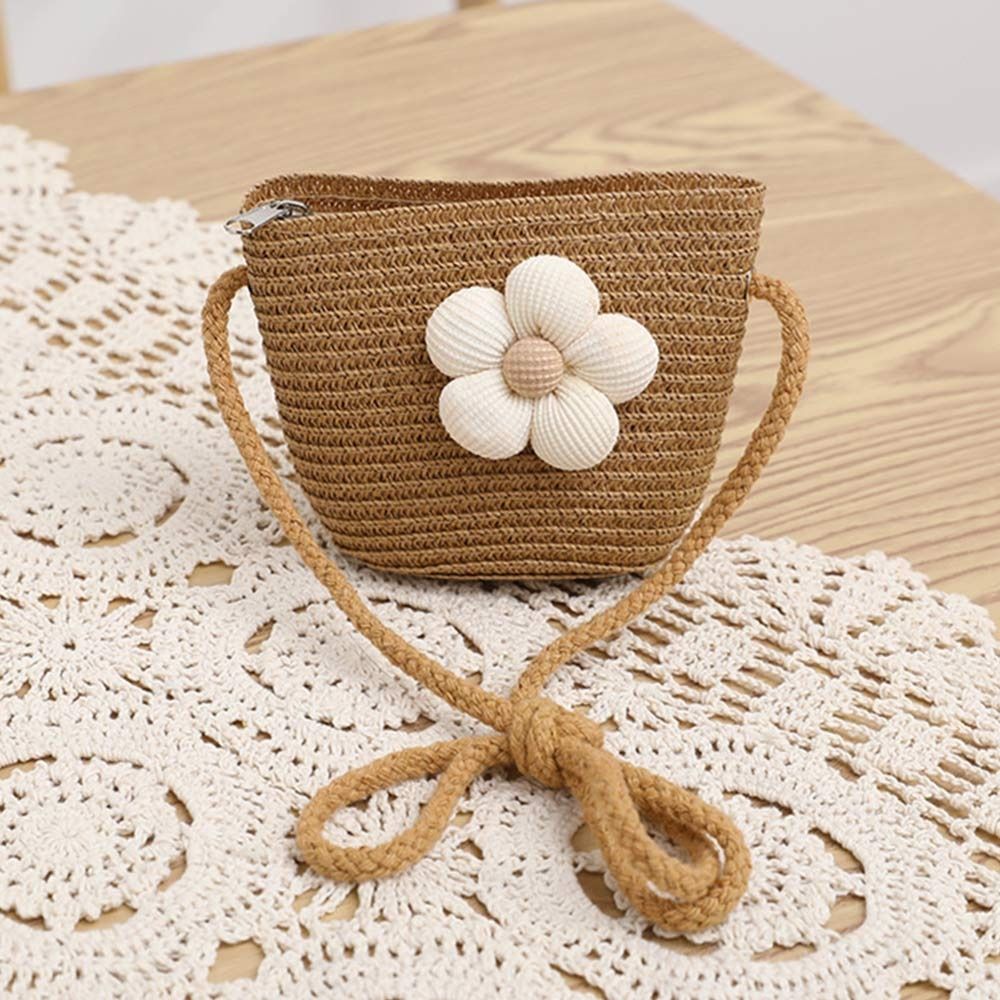 Breathable Kids Straw Cap Bag UV Protection Beach Cap Outdoor Bucket Hat Children Girls