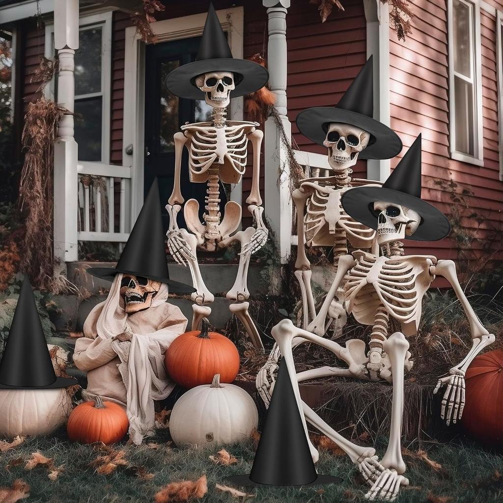 Хэллоуинская шляпа ведьмы Черная шляпа ведьмы Аксессуары для костюма для внутреннего и наружного украшения на Хэллоуин, Подходит для дома, двора, крыльца, потолков