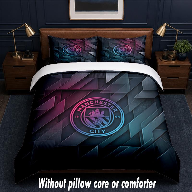 Manchester City Design Bed Bedding Set 1 Duvet Cover + 2 Pillowcases Soft Breathable Household Bed Linens