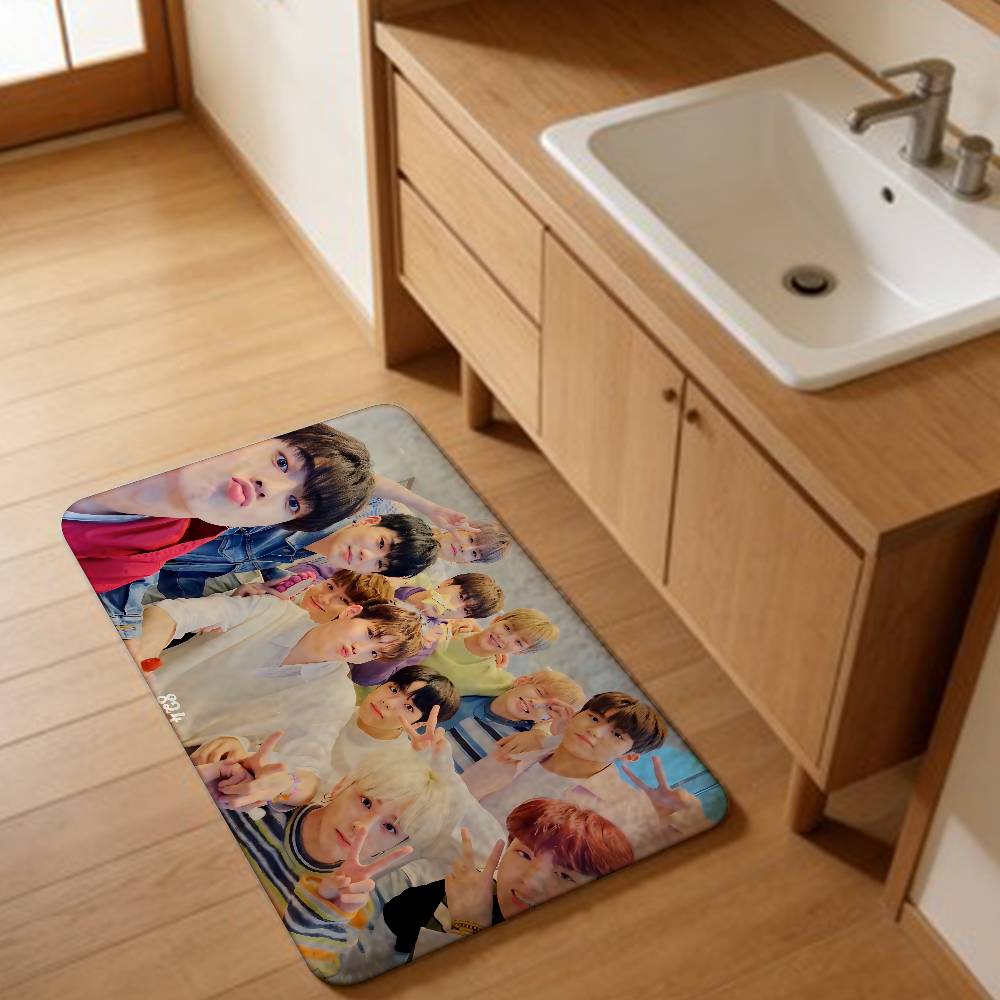 Kpop Group T-Treasure Floor Mat INS Style Soft Bedroom Floor House Laundry Room Mat Anti-skid Household Carpets