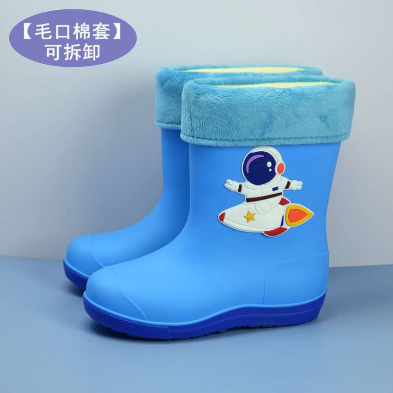 Big Children Rain Boots Boys Girls Baby Children Rain Shoes Non-slip Waterproof Children Cartoon Velvet Student Water Shoes Cute