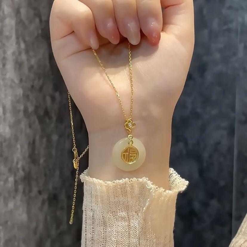 Китайский стиль Стиль Tianyu Ping An пряжка ожерелье новый свет роскошь ниша счастливая ключичная цепочка