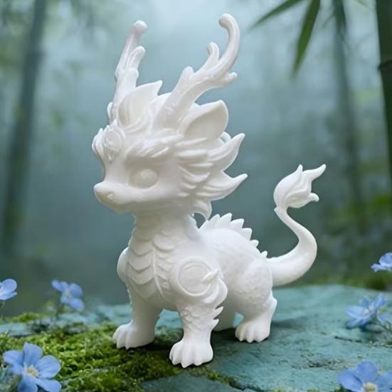 Huaqianguhh 3D-печатная статуэтка Ци Линя, Традиционная китайская мифическая фигурка зверя, Фигурка удачи, богатства и благословений для стола, Фэн-шуй