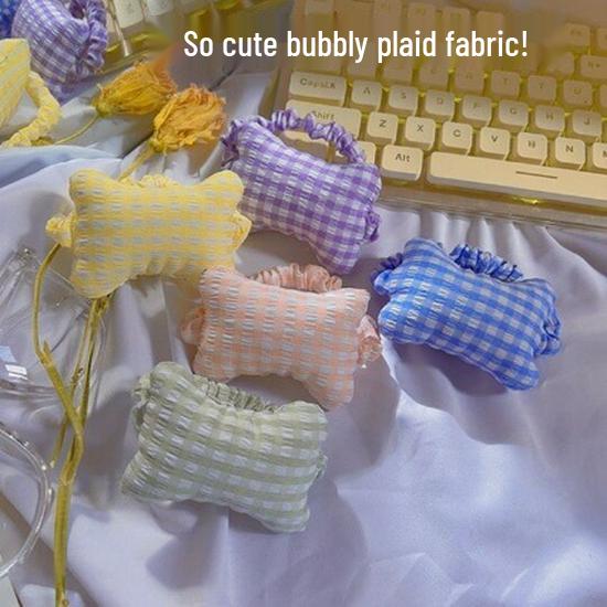Polyester Cotton Stretch Plaid Fabric for Home Textiles - Wrinkle-Resistant, Bubbled Texture, Spring/Summer Style.