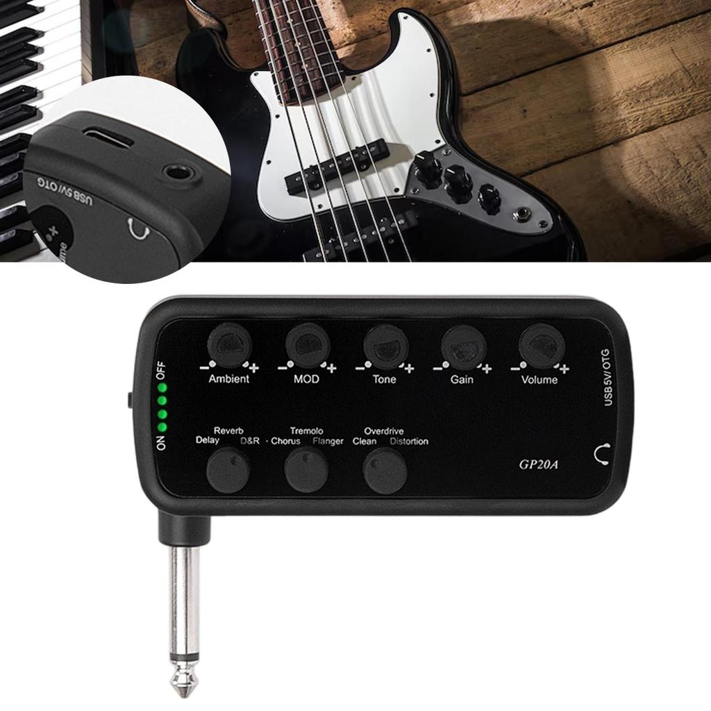 Plug Play Guitar Amplifier Built-in 3 Effects Amp for Electric Guitar USB Rechargeable for Live Performance Recording