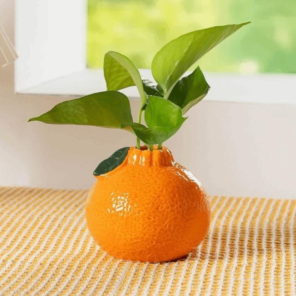 Ceramic Simulated Orange Vase Art Vase Flower Holder Creative Fruit Shape Vase Bookshelf Display