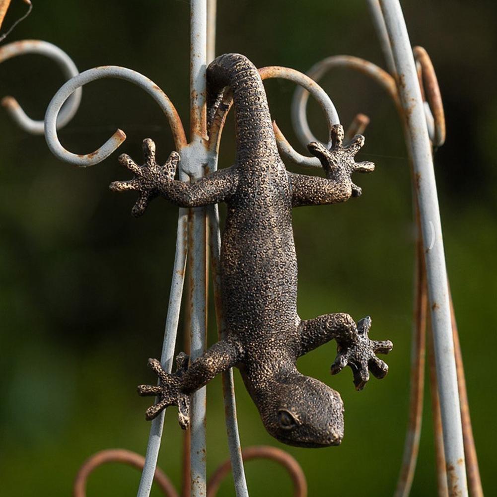 1 шт. Садовое украшение Керамический партнер Бронзовый геккон Садовый декоративный подвесной горшок Подвесное украшение T0I4