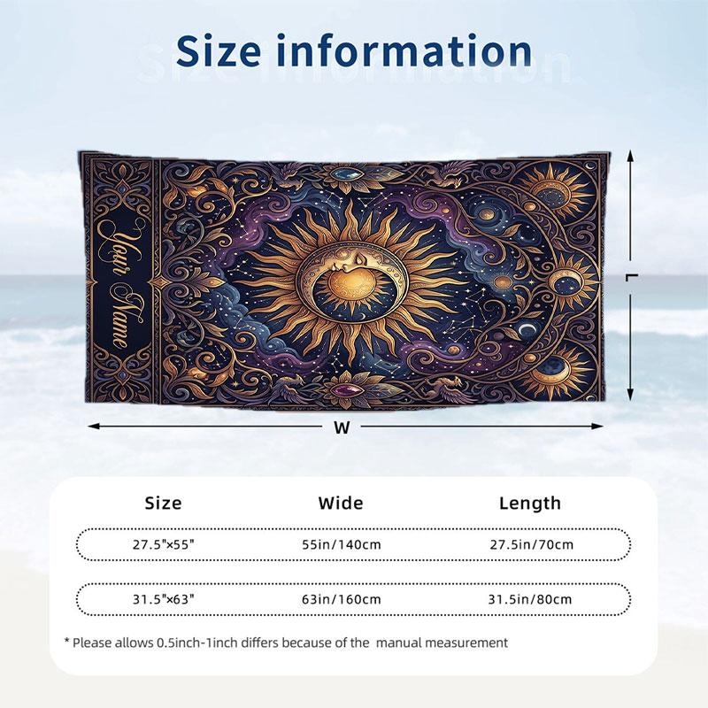 Celestial Dreams Stars Theme Quick Dry Beach Towel Custom Name Text Print Large Sand Resistant Towel Beach Vacation