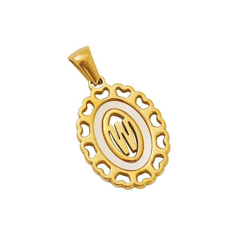 New Fashion Versatile Stainless Steel Letter Necklace 18k Gold Hollow Hip Hop Street Titanium Steel Pendant