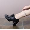 British Style High Heels 2024 Autumn New Women's Square Head Thick Heels Women's Shoes Lace Up Shallow Cut Single Zapatos Mujer