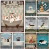 Retro Metal Tin Signs Cat Dog Bath Soap Wash Your Paw Bubble Posters Vintage Toilet Cave Bar Home Bathroom Wall Decoration Signs