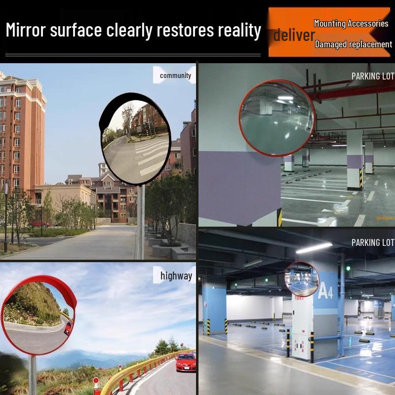 Outdoor Traffic Convex Mirror: Wide Angle, Anti-Theft, Red/Black