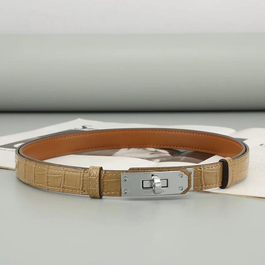 Women's Adjustable Genuine Leather Alligator Pattern Belt