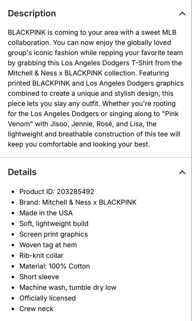 [USED] BLACKPINK MLB Dodgers T-shirt