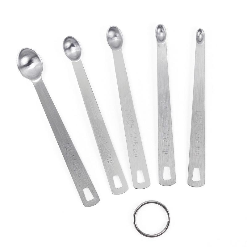 5Pcs/Set Measuring Spoon Stainless Steel Coffee Seasoning Multiple Size Spoon