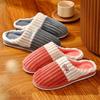 Home Cotton Slippers Autumn and Winter Large Size Indoor Household Fleece Slippers Striped Cotton Mop Winter