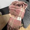Клетчатый женский зимний шарф в корейском стиле - Теплый снуд из искусственного кашемира