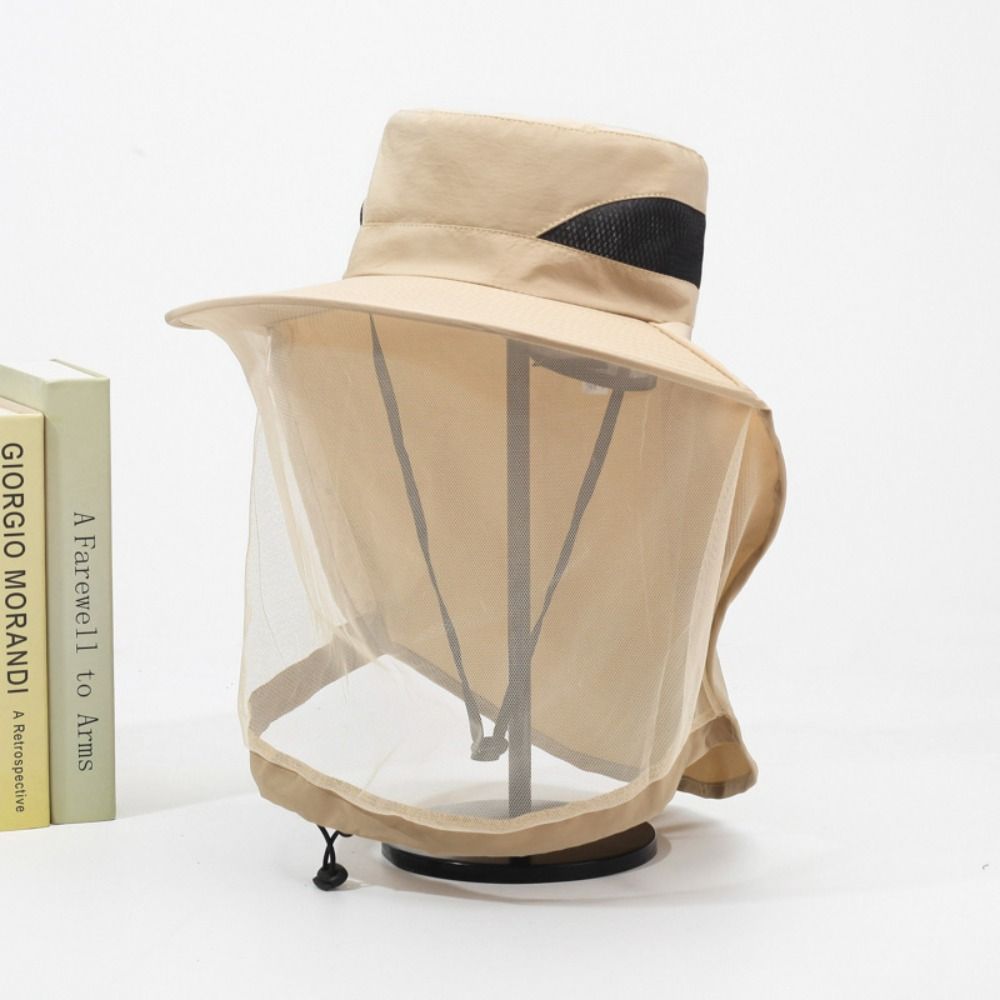 Foldable Net Cover Fisherman Hat Wide Brim Sun Protection Hat Breathable Bee Mosquito Hat Fishing