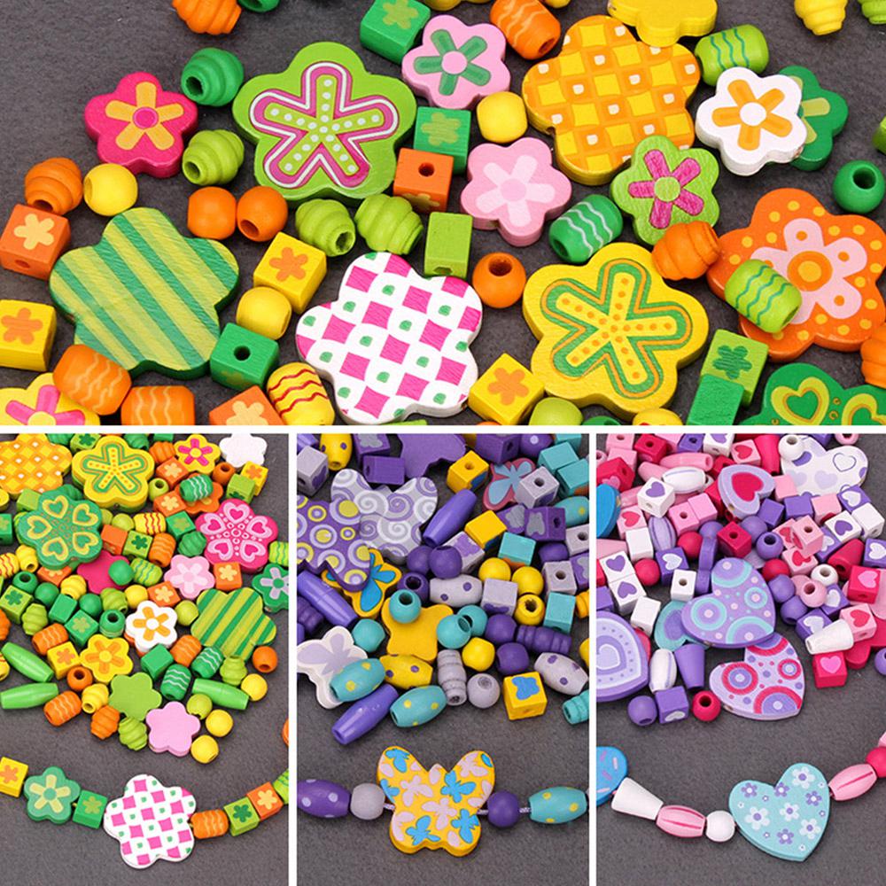 Wood Blocks DIY Butterfly Block Toys Stringing Threading Beads Game