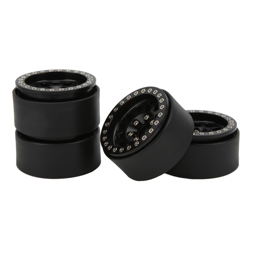 4pcsset 1.9in Aluminum Alloy Beadlock Wheel Rims for Axial SCX10 90046 RC Crawler Car PartsBlack