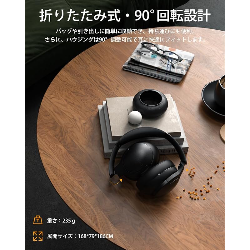 Беспроводные наушники DOQAUS Bluetooth5.3 До 90 часов непрерывного воспроизведения в нескольких точках AAC Проводное и беспроводное двойное использование Встроенный микрофон над ухом