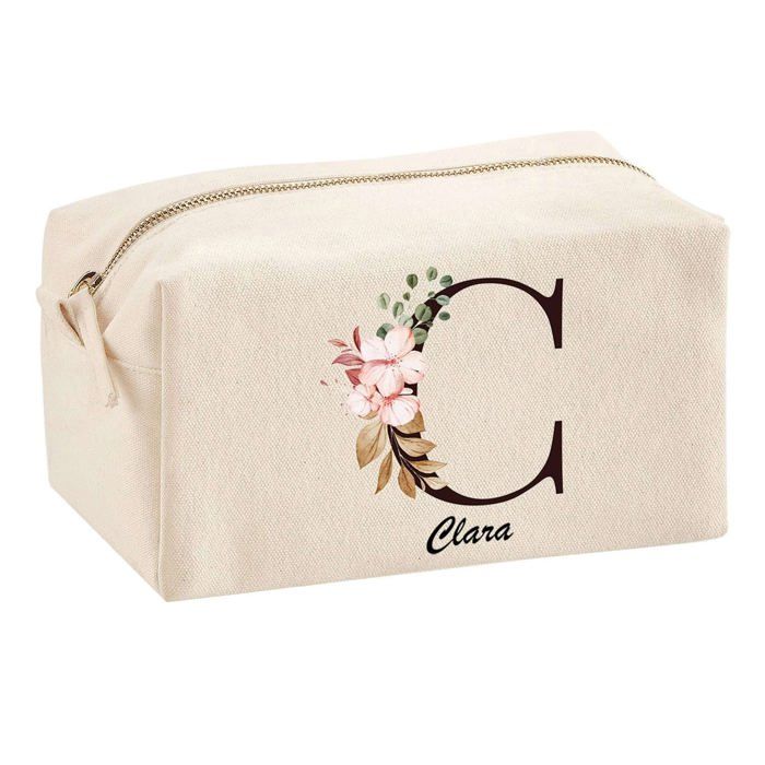Trousse multifonction Clara Lettre Fleur Cadeau Anniversaire Noël Idée Personnalisé Original | Trousse Scolaire Fournitures Bureau