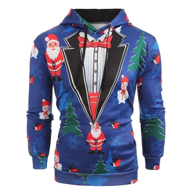 Hoodies For Men Women Ugly Christmas Sweater Xmas 3D Funny Printed Long Sleeve Hoodies Pullover Blouse Tops Graphic Sweatshirts