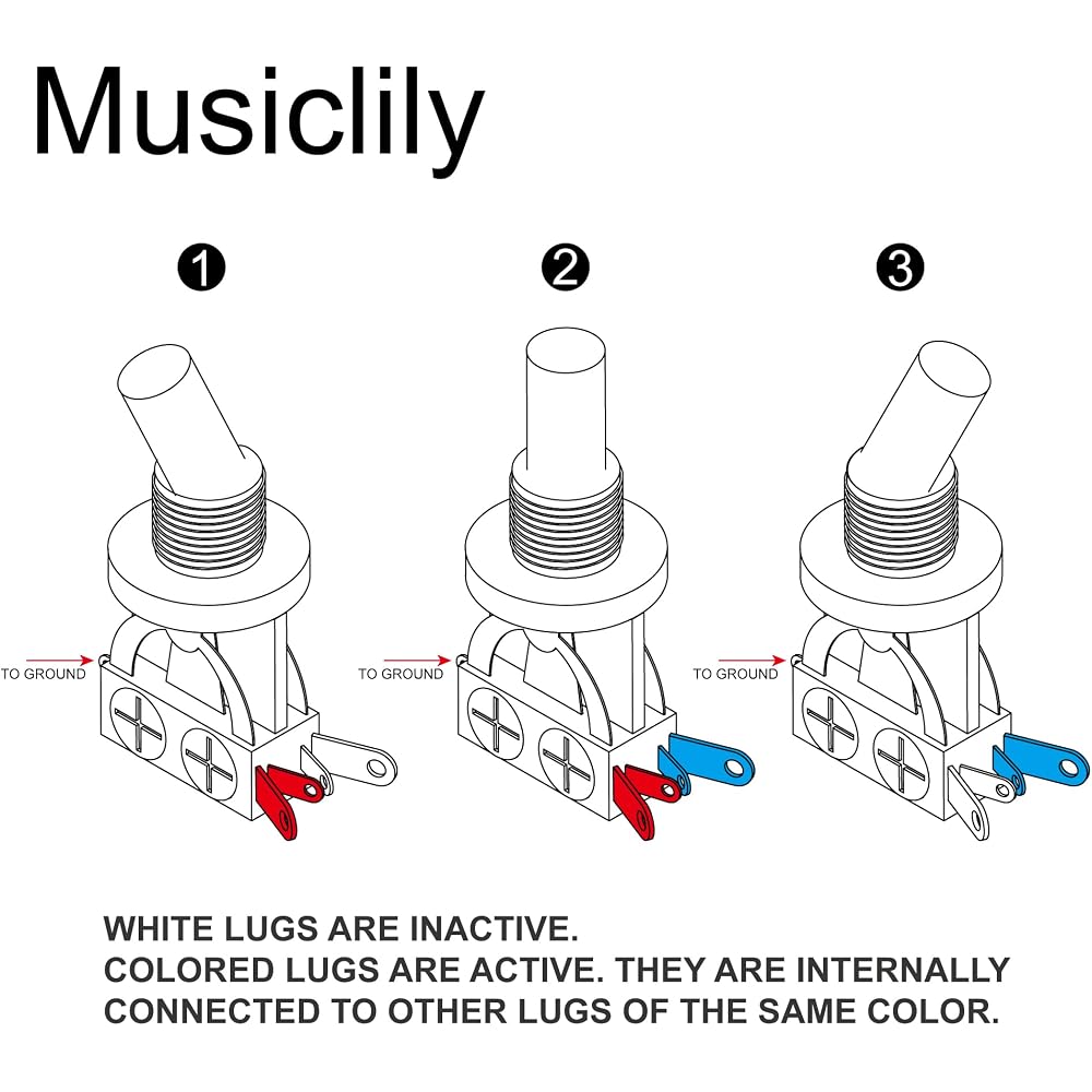 Musiclily 3 Way Toggle Switch Short Type for Les Paul Guitar Gold Cream Knob