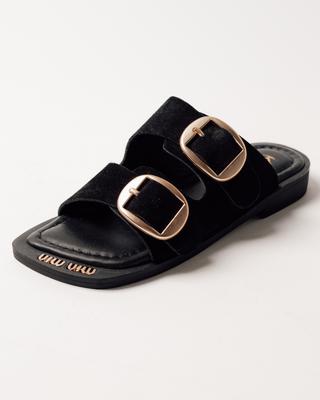 Шлепанцы с двумя пряжками 4472401 36 черные замша