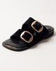 4472401 36 Double Buckle Slippers Black Suede