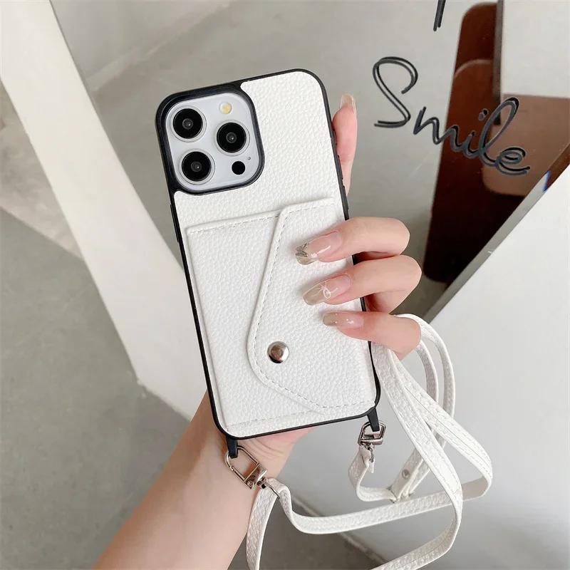 Кошелек через плечо с держателем для карт, чехол для телефона для iPhone 13, 12, Mini, 16E, 16, 15 Plus, 14, 11 Pro Max, защитный чехол из искусственной кожи