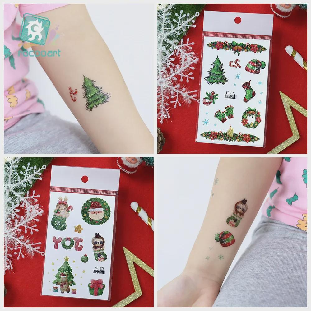 «Ruikalong водонепроницаемые рождественские снежинки мультяшные блестящие татуировки наклейки для детей»