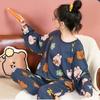 Cartoon Cute Patterned Long Sleeved Pajamas Set Female Spring Sleepwear Comfortable Cotton Round Neck Pajamas