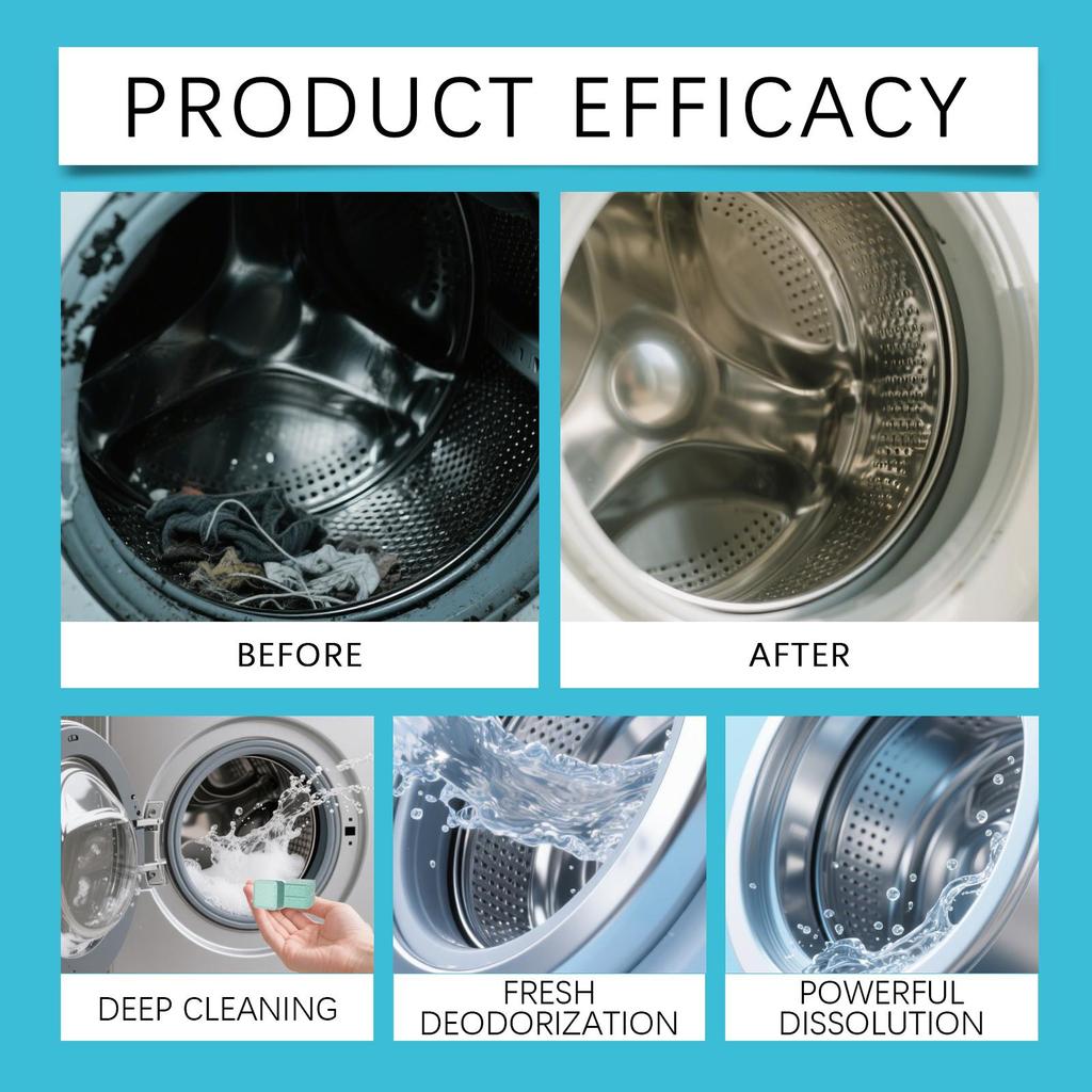 Jakehoe Laundry Cleaner Pills for Daily Household Use: Gentle Cleaning of Stains, Scale, and Odors in Washing Machines with Rotating Drum