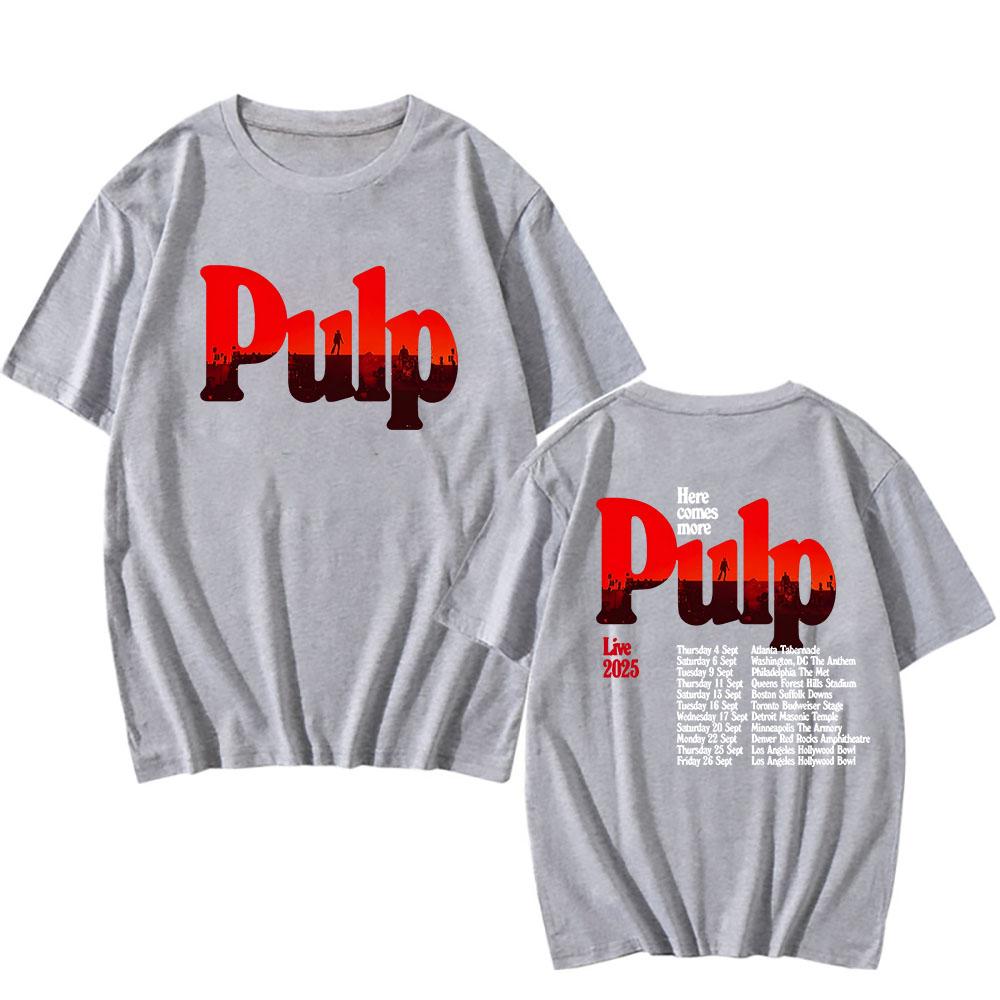 More 2025 Tour TShirt Black Pulp Rock Band Live Date Tshirts Summer Short Sleeve Cotton T Shirt for Male Hip Hop Grunge Men Tee