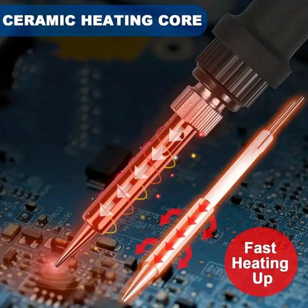 Электрический паяльник мощностью 60 Вт с регулируемой температурой, сварочная паяльная станция, паяльник с нагревательной ручкой, электрический паяльник для ремонта