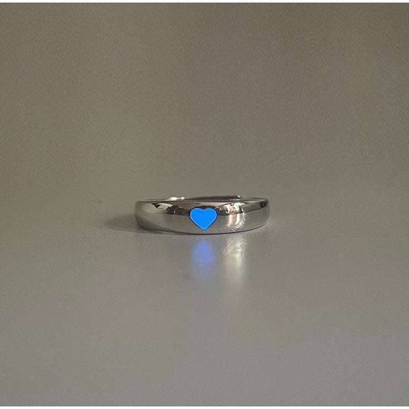 1 шт. светящееся кольцо в форме сердца любви светится в темноте модные регулируемые парные кольца серебряного цвета розового синего цвета ювелирные изделия подарок для любимого