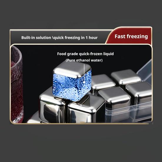 Набор кубиков льда из нержавеющей стали, многоразовые охлаждающие камни для вина, виски, пищевой современный дизайн, барная вечеринка