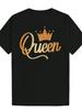 Футболка с коротким рукавом - Черная с золотой надписью Queen и изображением короны