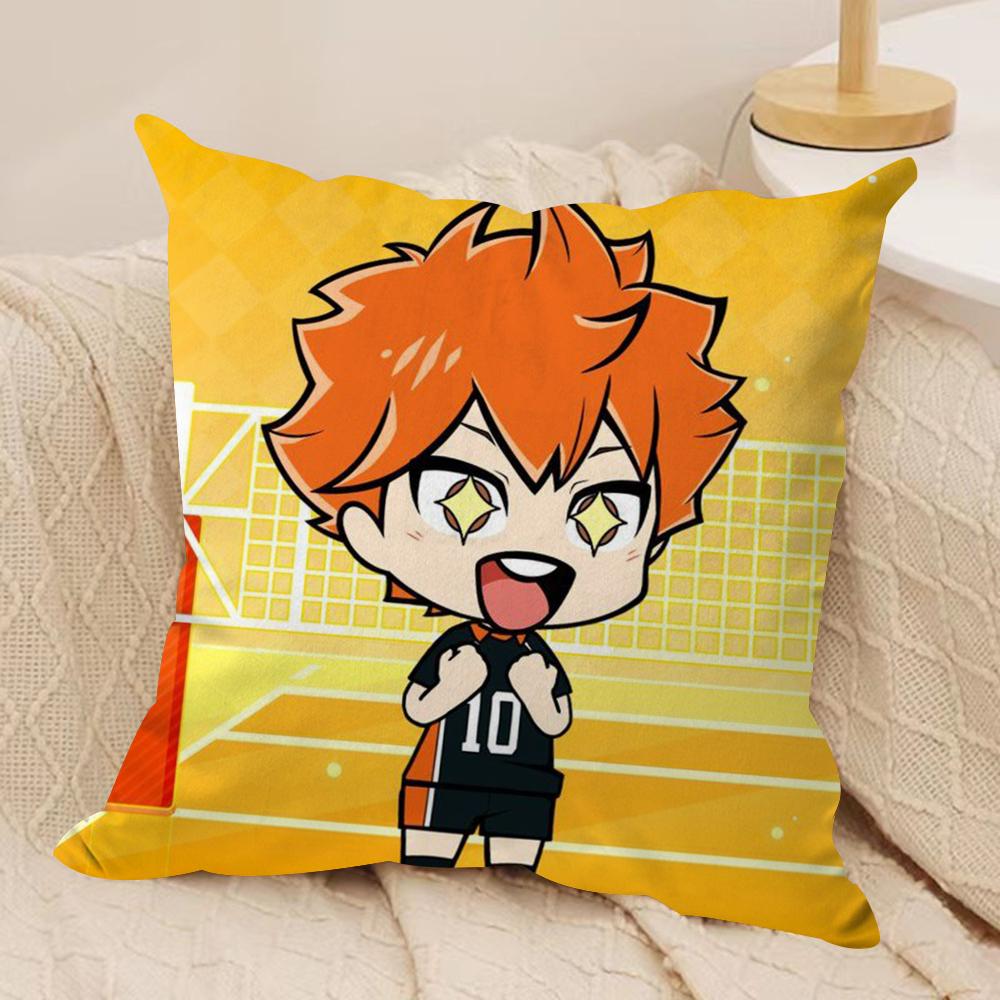 Anime HHaikyuu Cushion Cover Soft Plush Fabric DoubleSided Printed Sofa Cushion Cover for All Seasons Home Decor Gift