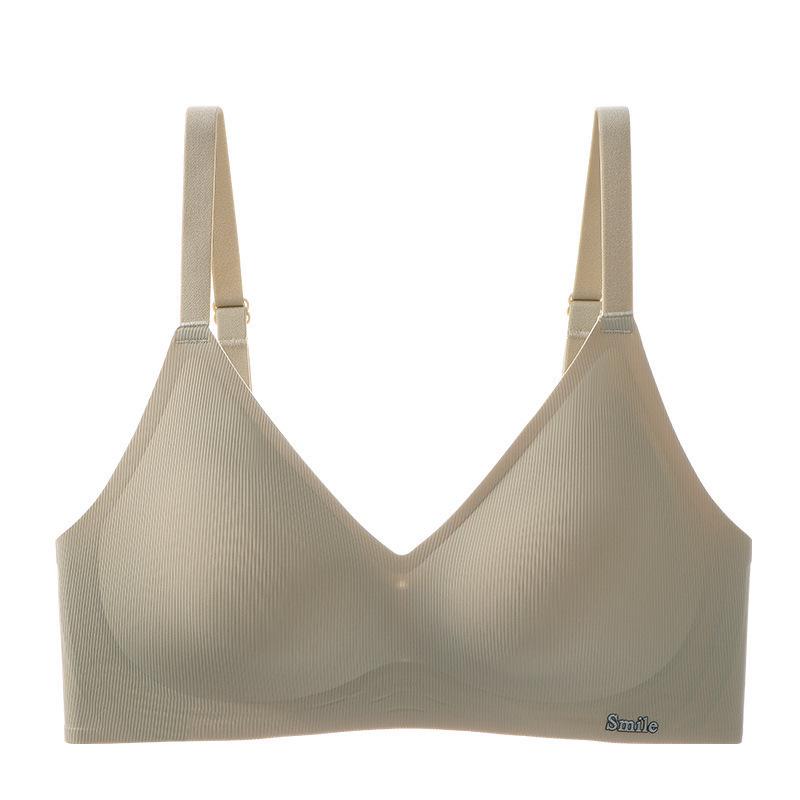 «Мягкий бесшовный бюстгальтер для женщин с маленькой грудью, со сборками по бокам, тонкой фиксированной чашкой, 3D-желейными полосками и поддержкой без косточек»