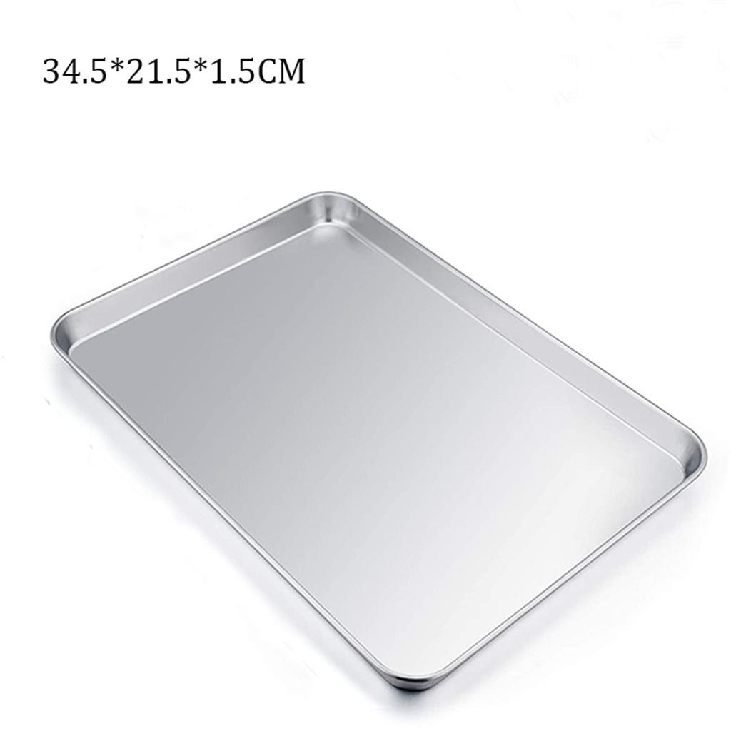 Stainless Steel Fruit Plate Heavy Duty Rectangle Loaf Pan Cake Dish Baking Tray Cookie Sheets